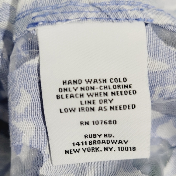 Ruby Rd Favorites Floral Sheer Button-Up Jacket Roll-Tab Sleeve Women’s 16P Blue - Picture 11 of 11